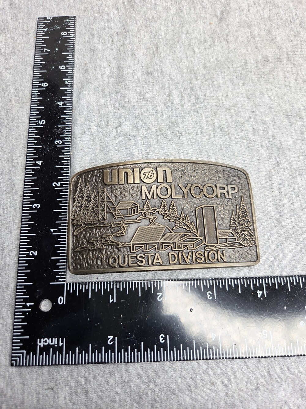 Vintage Union Molycorp Questa Mine Belt Buckle Solid Bronze Advanced Casting NM - Picture 6 of 9